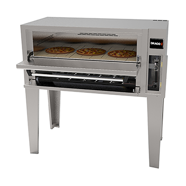 Interior del horno DRAGO HP-3 con parrilla niquelada intermedia, duplicando capacidad de cocción. Base cerámica para distribución uniforme de calor (150-343°C).