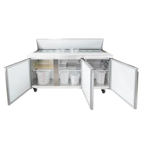 Mesa Refrigerada Ensaladas 19 pies ICEHAUS ME-3P-SS-01 Acero Inoxidable 3 Puertas