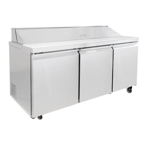 Mesa Refrigerada Ensaladas 19 pies ICEHAUS ME-3P-SS-01 Acero Inoxidable 3 Puertas