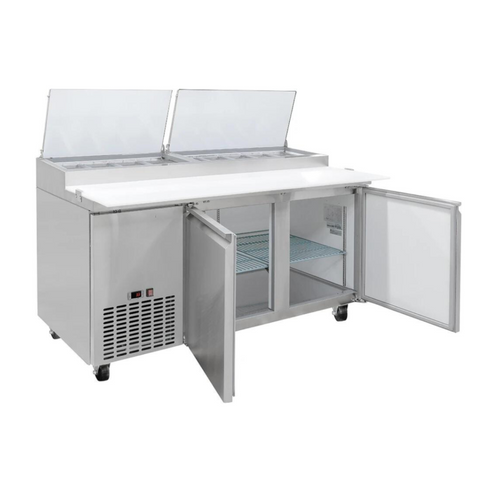 Mesa de Preparación Pizzas ICEHAUS MP-2P-SS-02 Acero Inoxidable  2 Puertas Solidas