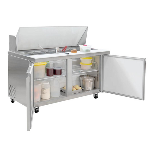 Mesa Refrigerada para Ensaladas 15 pies ICEHAUS ME-2P-SS-02  Acero Inoxidable 2 Puertas Solidas
