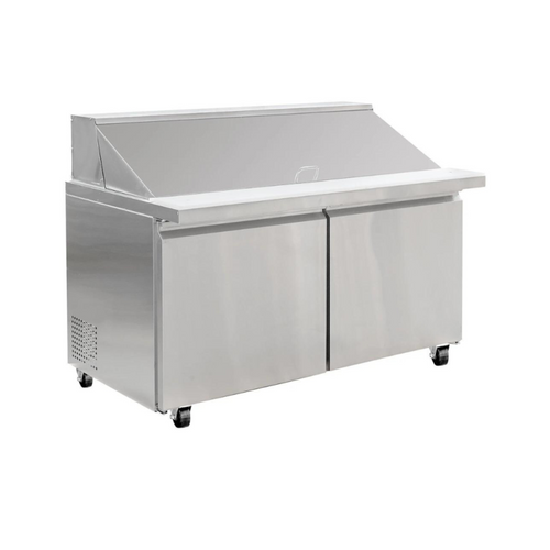 Mesa Refrigerada para Ensaladas 15 pies ICEHAUS ME-2P-SS-02  Acero Inoxidable 2 Puertas Solidas