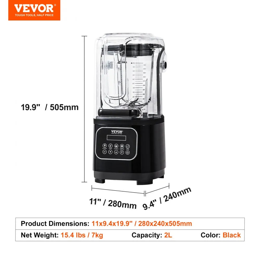 Licuadora con capelo 2L VEVOR TSSBJ20L1600W4DTQV1