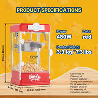 Máquina de Palomitas 4oz roja VEVOR