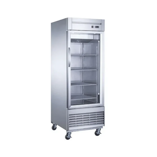 Refrigerador Vertical En ACERO INOXIDABLE MIGSA UR-27C-1G Puerta De Cristal 23 Pies