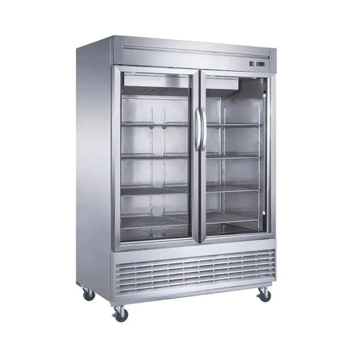 Refrigerador Vertical En ACERO INOXIDABE MIGSA UR-54C-2G  2 Puertas De Cristal