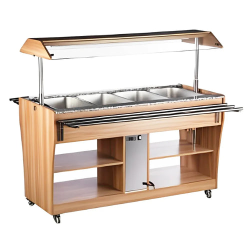 Mesa Buffetera Caliente Móvil  MIGSA RTR-1490L  4 Insertos Enteros