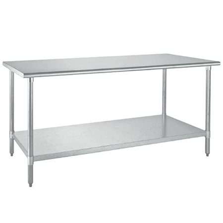 Mesa de Trabajo  KING MTI-150 de Acero Inoxidable en Isla con entrepaño 150cm