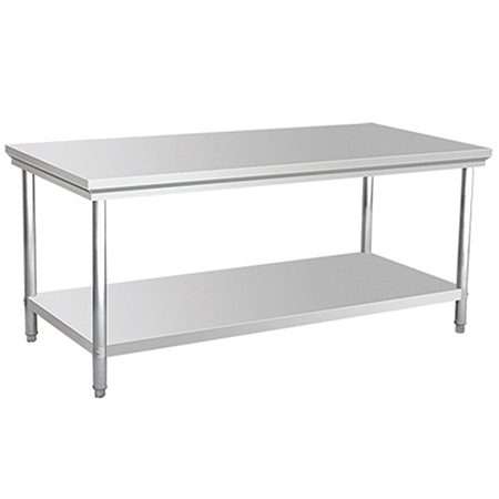 Mesa de Trabajo  KING MTI-200 de Acero Inoxidable en Isla con entrepaño 200cm