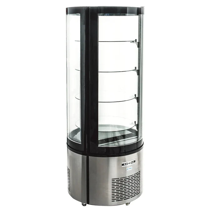 Migsa-ARC-400R-Refrigerador-Exhibidor-Vertical-Circular-2-a-8-degC-NEGRO-PUERTA-CRISTAL-CURVO-VITRINA-REFRIGERADA-WEBSTAURANTMEXICO