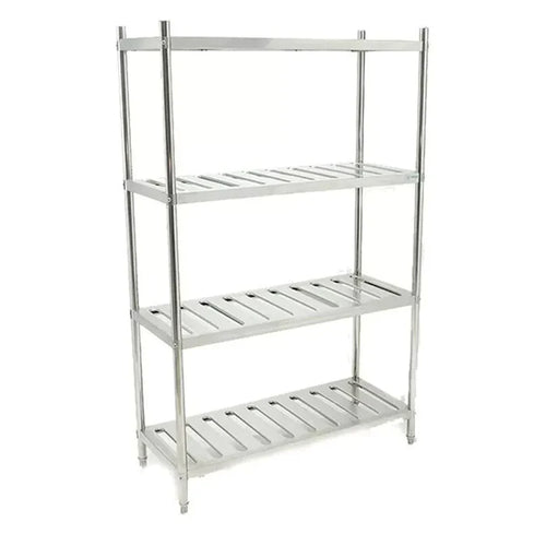 Anaquel Tipo Marimba De Acero Inoxidable MIGSA BN-R01 Con 4 Entrepaños Ranurados