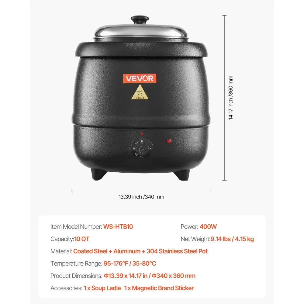 Calentador de Sopa Eléctrico 10L VEVOR WS-HTB10 OLLA BRUJA
