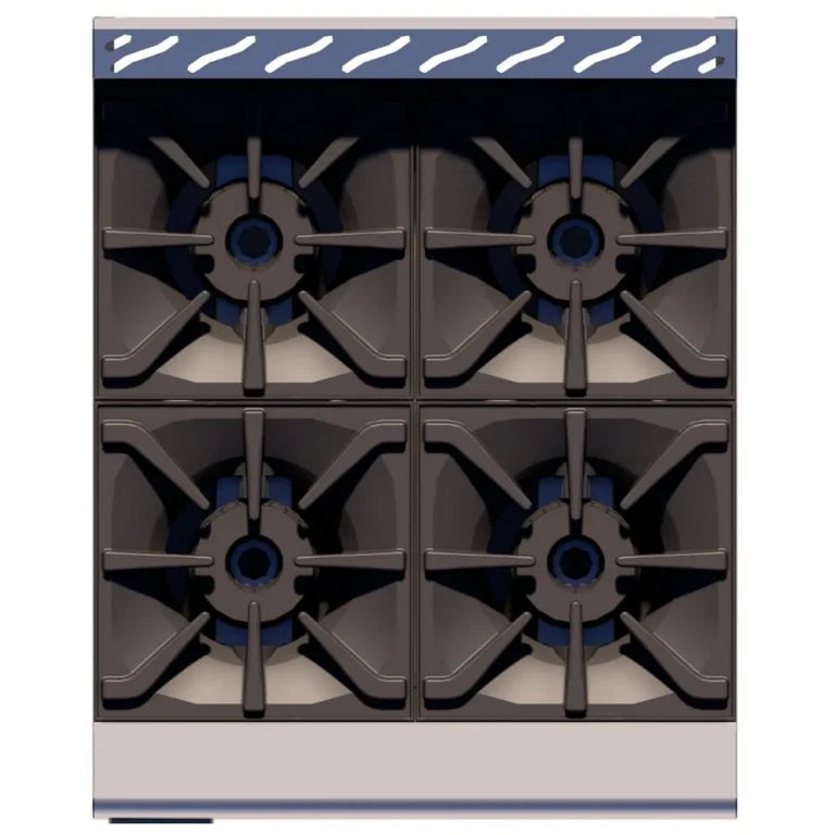 Amplia superficie Delta 2-4 de 61 cm frente. Capacidad para múltiples preparaciones, parrillas de fundición desmontables