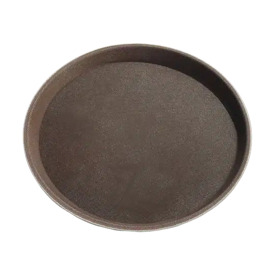 CHAROLA REDONDA ANTIDERRAPANTE CAFE 14" DS0010, CHAROLA REDONDA FORRO HULE CAFE 14" Charola redonda antiderrapante