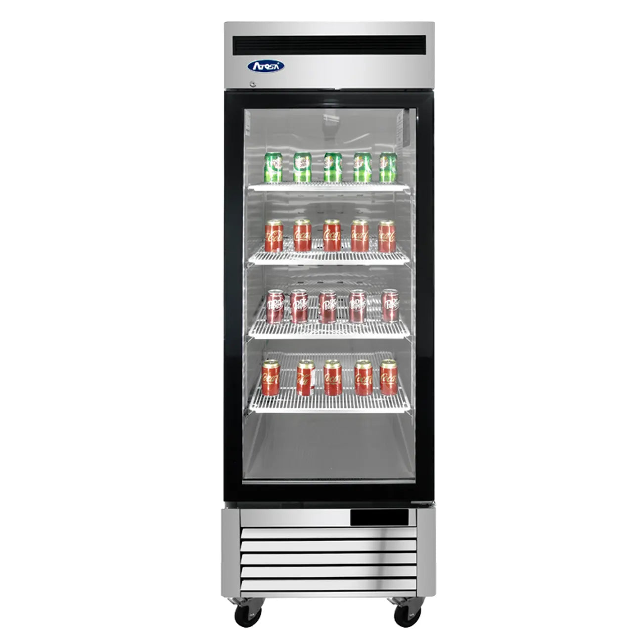 REFRIGERADOR ACERO 1 PUERTA CRISTAL ATOSA MCF8705GR PUERTAS: 1 CAP. PIES CÚBICOS: 19.1 ESTANTES: 4 CONSUMO ELÉCTRICO: 0.24 kW / 2.1 A CORRIENTE: 115V/1F/60Hz DIMENSIONES: 0.68 x 0.80 x 2.12 m PESO: 132.9 Kg REFRIGERANTE: R290 TEMPERATURA: 0.5 A 3.3 °C