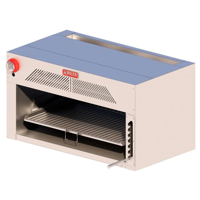 Parrilla niquelada DELTA ISE-CG ajustable en 7 alturas. Correderas fijas para posicionamiento manual, capacidad para 2 platos simultáneos