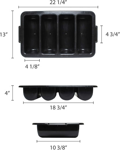 Charola para Cubiertos 4 compartimentos negro PLFCCB001B