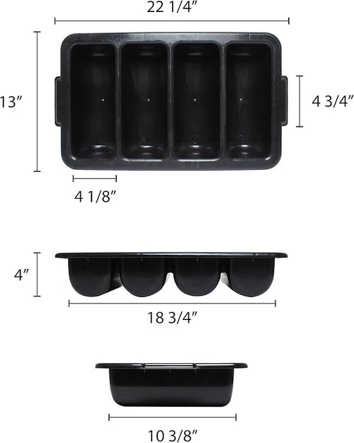 Charola para Cubiertos 4 compartimentos negro PLFCCB001B