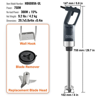 Turbolicuador de inmersión 750W VEVOR