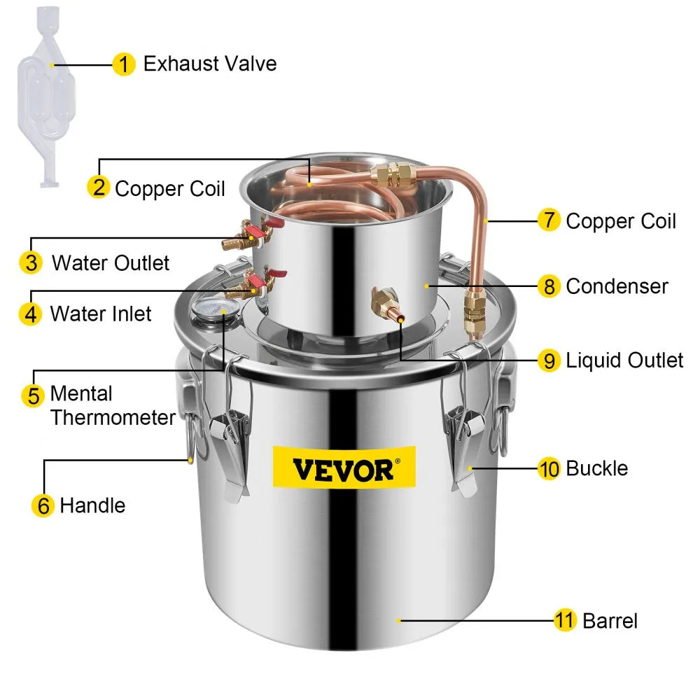 Destilador de Alcohol VEVOR - 5 Gal/21L
