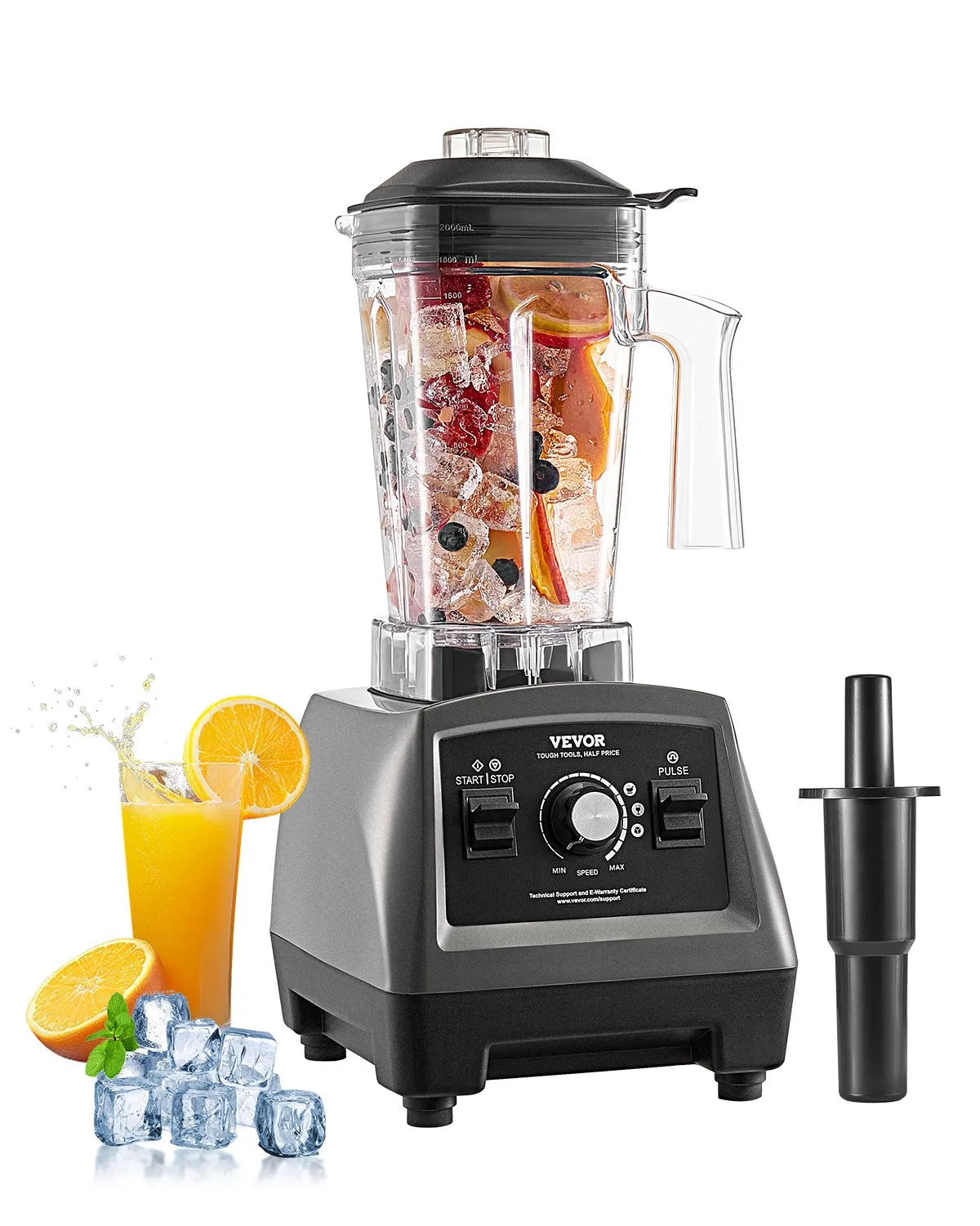 Resultados de licuado: batido cremoso y smoothie de frutas preparado en licuadora VEVOR HS-208-1. Textura suave y homogénea en segundos