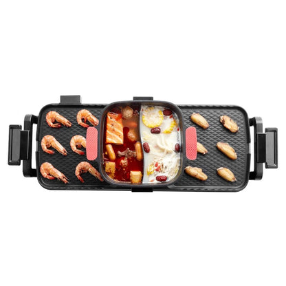 Olla para SHABU-SHABU VEVOR YS-602 Olla caliente con parrilla VEVOR YS-602 2 en 1, 2300W, olla shabu-shabu desmontable 3.25L y parrilla antiadherente. Control temperatura dual independiente