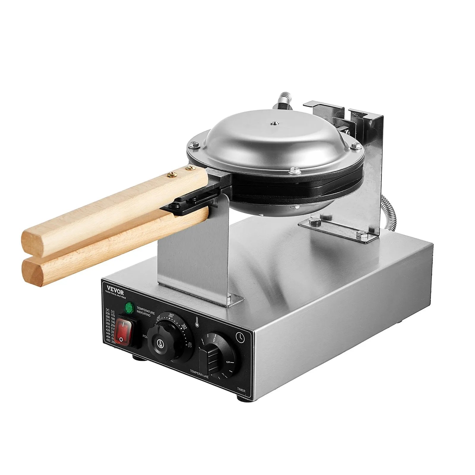 Sistema giratorio 180° en wafflera de burbujas VEVOR SC-X30 ,para distribución uniforme de masa. Cocción pareja en ambas caras, resultado perfecto garantizado