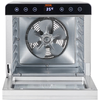 Sistema de circulación de aire caliente 360° en la Maquina deshidratadora VEVOR SS-06A . Ventilador trasero de 700W para secado uniforme en todas las bandejas De Venta en Webstaurant México