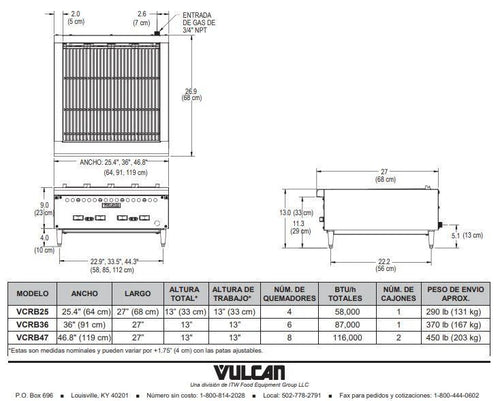 Asador a Gas para Trabajo Pesado VULCAN VCRB25-2-1