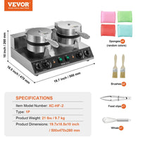 Wafflera Comercial Doble VEVOR XC-HF-2/ ht-2