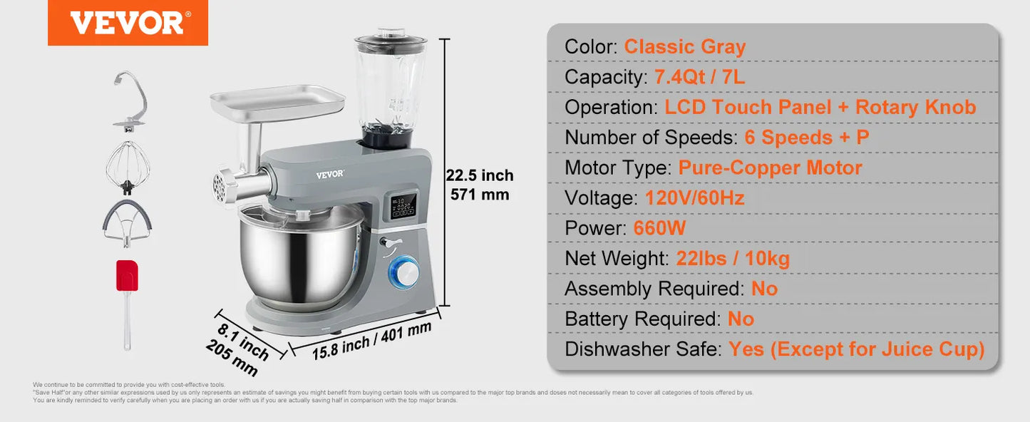 Batidora Eléctrica Multifuncional VEVOR SM-1507L