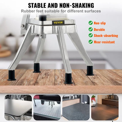 VISTA DE LAS PATAS CON GOMA DE SILICON ANTIDESLIZANTE DEL CORTADOR DE PAPAS A LA FRANCESA CON 4 CUCHILLAS VEVOR, sku: GGSSDQTJJBQX4YU0HV0, COLOR : PLATEADOR, DE VENTA EN WEBSTAURANT MÉXICO