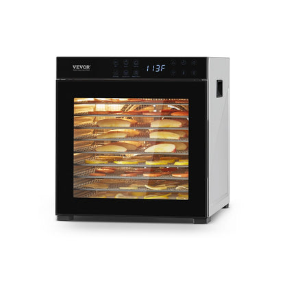 Deshidratador de alimentos VEVOR FD-1018, 10 bandejas acero inoxidable 304, 1000W, capacidad 25L. Temperatura ajustable 37-77°C, temporizador 48h, para carne seca y frutas
Datos Clave para Descripción:
✅ Potencia: 1000W
✅ Capacidad: 25L total
✅ Bandejas: 10 unidades acero inoxidable 304 (28.5x30.5cm c/u)
✅ Temperatura: 37-77°C (99-170°F)
✅ Temporizador: 0-48 horas
✅ Motor: 1150 RPM para circulación uniforme
✅ Dimensiones: 34 x 40.5 x 36.5 cm
✅ Peso: 9.2 kg
✅ Incluye: 2 rollos de silicona para frutas