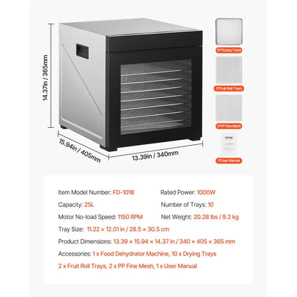 Deshidratador eléctrico VEVOR SGHGJ1000W10FYLUFV1
