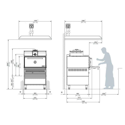 Horno de Brasas Josper HJX-PRO-L175-W de Sobremesa con Atemperador