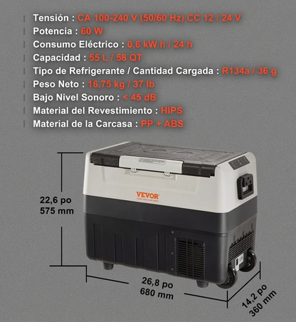 Refrigerador Portátil VEVOR T55K Hielera refrigerada