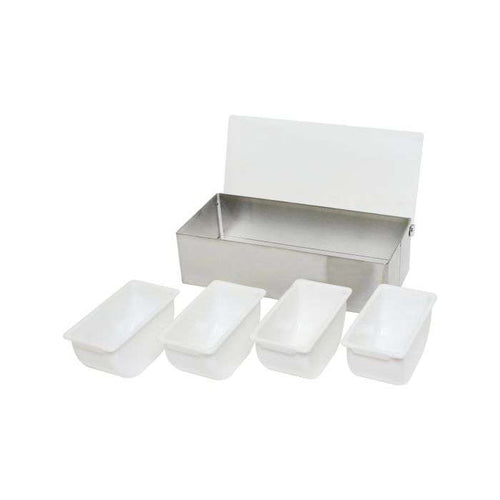 Caja para Condimentos en Acero con 4 Insertos plasticos SLCN004