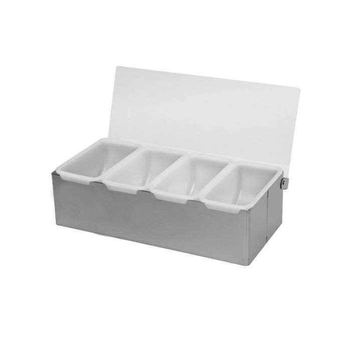 Caja para Condimentos en Acero con 4 Insertos plasticos SLCN004