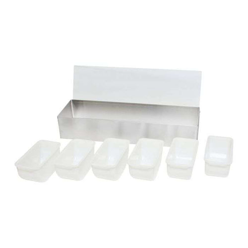 Caja para Condimentos en Acero con 6 Insertos plásticos SLCN006